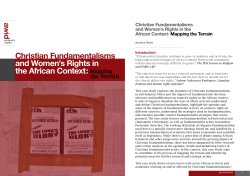 Christian Fundamentalisms and Women`s Rights in the African