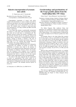 Selective incorporation of arsenate into calcite Geochronology and