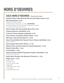 Catering Hors d`Oeuvres Menu