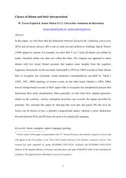 Classes of idioms and their interpretation