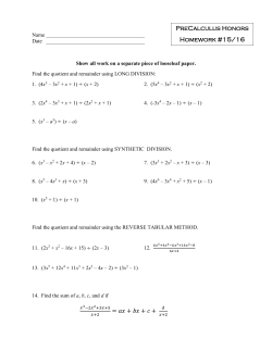 PreCalc H - Homework 15 and 16