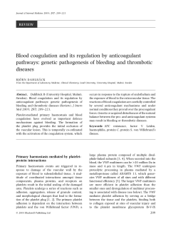 Blood coagulation and its regulation by anticoagulant pathways