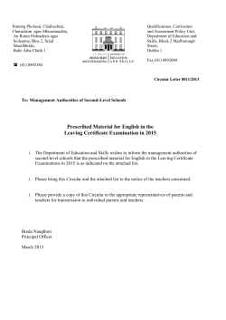 Prescribed Material for English in the Leaving Certificate