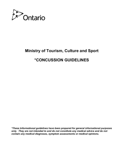 Ministry of Tourism, Culture and Sport &ndash; Concussion Guidelines