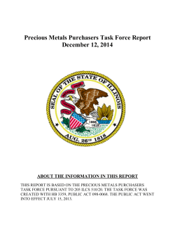 Precious Metals Purchasers Task Force Report
