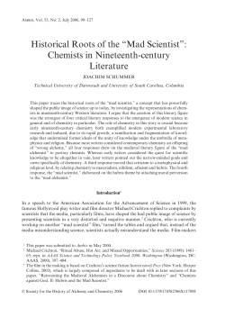 Historical Roots of the "Mad Scientist": Chemists in Nineteenth