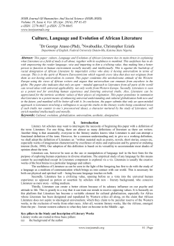 Culture, Language and Evolution of African Literature