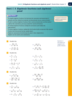 Unit 2 | 8 Algebraic fractions and algebraic proof