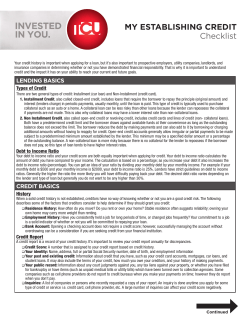 MY ESTABLISHING CREDIT Checklist