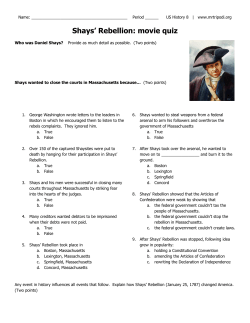 Shays` Rebellion: movie quiz