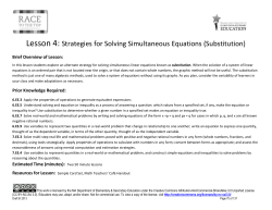 Lesson 4 Strategies for Solving (Substitution)