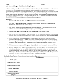 Lab Iron and Copper (II) Sulfate Limiting
