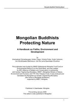 Mongolian Buddhists Protecting Nature Handbook