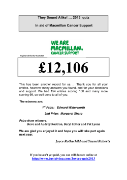 They Sound Alike! … 2013 quiz In aid of Macmillan Cancer Support