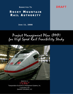 Project Management Plan (PMP) for High Speed Rail Feasibility Study