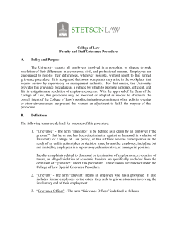 Faculty and Staff Grievance Procedure at the