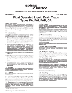 Float Operated Liquid Drain Traps Types FA, FAI