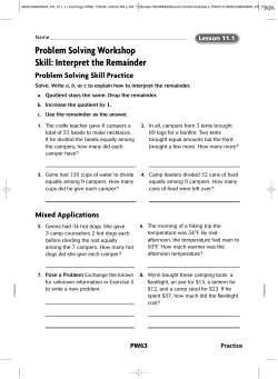 Problem Solving Workshop Skill: Interpret the Remainder