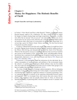 Money for happiness: The hedonic benefits of thrift