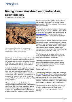 Rising mountains dried out Central Asia, scientists say