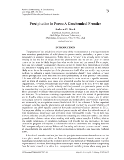 Precipitation in Pores: A Geochemical Frontier