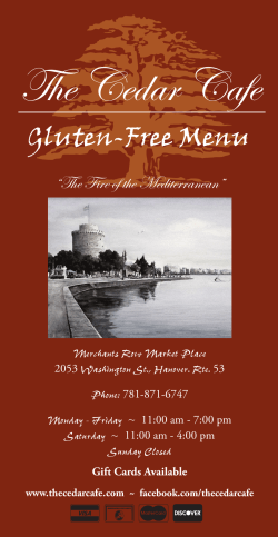 Gluten-Free - The Cedar Cafe