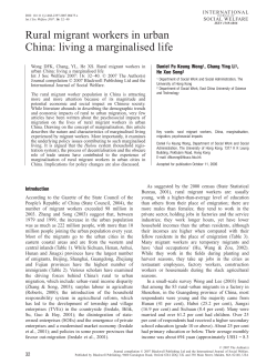 Rural migrant workers in urban China: living a marginalised life