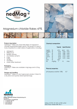 Magnesium chloride flakes 47% - Marketplace for chemical industry