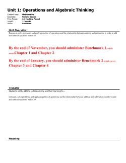 Unit 1: Operations and Algebraic Thinking