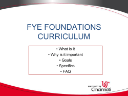 FYE FOUNDATIONS CURRICULUM