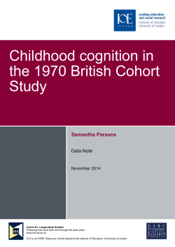 Childhood cognition in the 1970 British Cohort Study