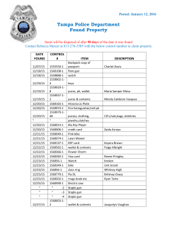 Tampa Police Department Found Property