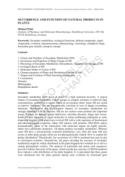 Occurrence and Function of Natural Products in Plants