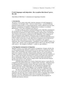 Creole languages and migration : the exception that doesn`t prove