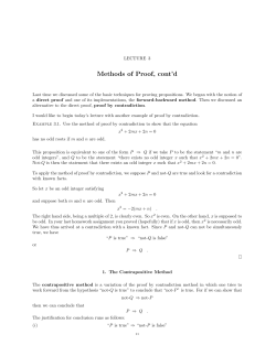 Lecture 3: Methods of Proof, cont`d