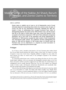 Making Sense of the Nakba: Ari Shavit, Baruch Marzel, and Zionist