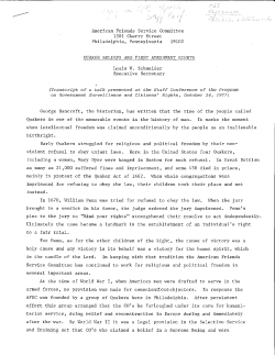 Quaker beliefs and 1st ammendment rights