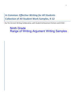 Ninth Grade Range of Writing Argument Writing Samples