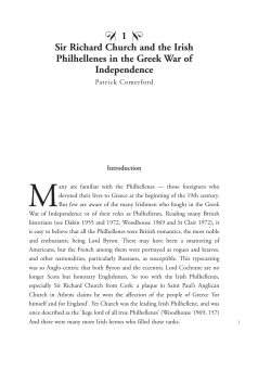 1 Sir Richard Church and the Irish Philhellenes in the Greek War of