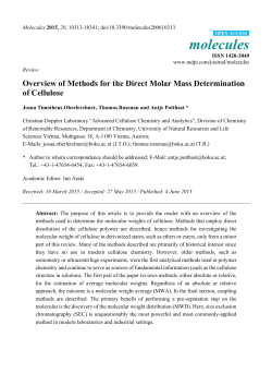 Overview of Methods for the Direct Molar Mass Determination of