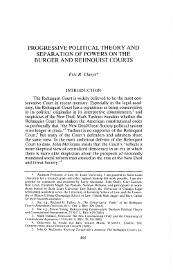 PROGRESSIVE POLITICAL THEORY AND SEPARATION OF