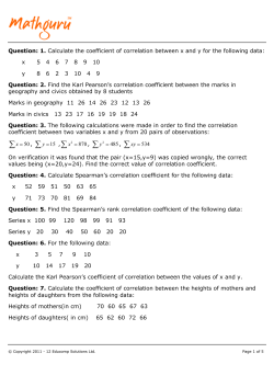 Question: 1. Calculate the coefficient of correlation between x and y