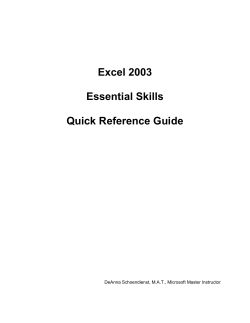 Excel 2003 Essential Skills Quick Reference Guide