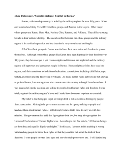 Myra Dahgaypaw, &ldquo;Socratic Dialogue: Conflict in Burma&rdquo;