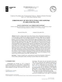 CHRONOLOGY OF MULTICULTURAL SITE SOWINKI IN GREATER
