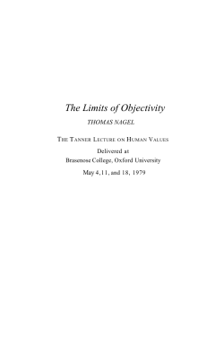 The Limits of Objectivity - The Tanner Lectures on Human Values