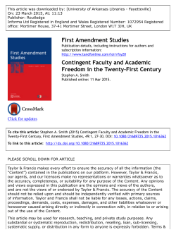 Contingent Faculty and Academic Freedom in the Twenty