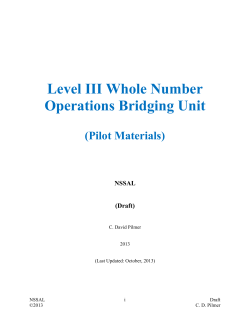 Level III Whole Number Operations Bridging Unit