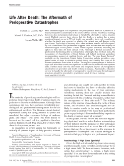 Life After Death: The Aftermath of Perioperative Catastrophes