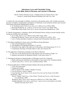 Inheritance Laws and Charitable Giving in the Bible, Book of